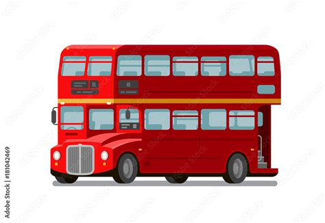 Vetor De London Double Decker Red Bus England Symbol Vector Flat