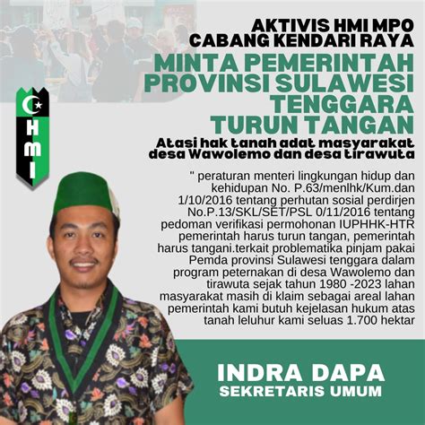 Hmi Mpo Cabang Kendari Raya Mempertanyakan Kepada Gubernur Sultra