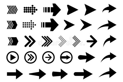 Set Of New Style Black Vector Arrows Isolated On White Arrow Vector