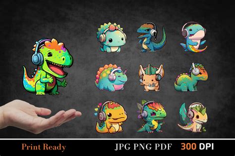 Cute Dinosaur Stickers Graphic by Obsidian Art · Creative Fabrica