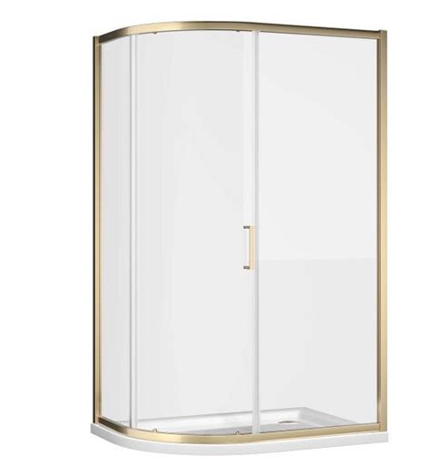 Murphy Brushed Gold Sliding Shower Door Quadrant 1200x900mm