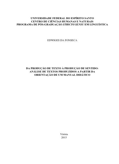 Da ProduÇÃo De Texto À ProduÇÃo De Sentido AnÁlise De Textos