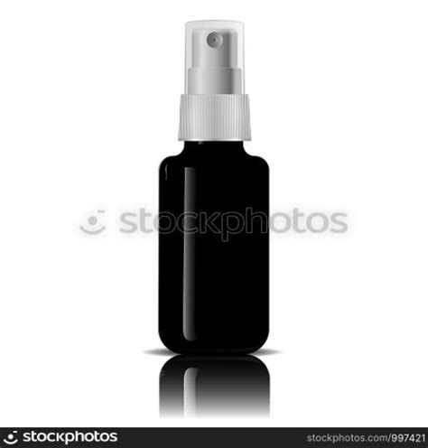 Black Glass Moisturized Spray Cosmetic Bottle Mock Up Vector Illustration Blank Template For