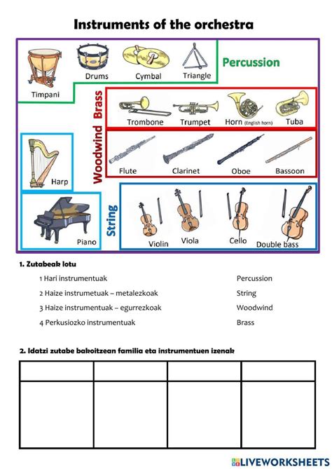 Instruments Of The Orchestra Exercise Live Worksheets Worksheets