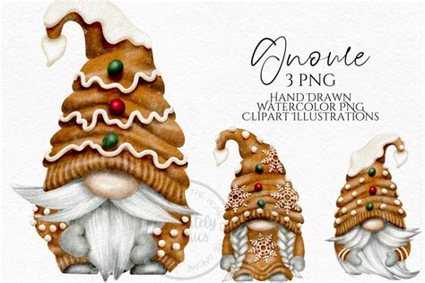 Gingerbread Gnomes Watercolor Clipart Png