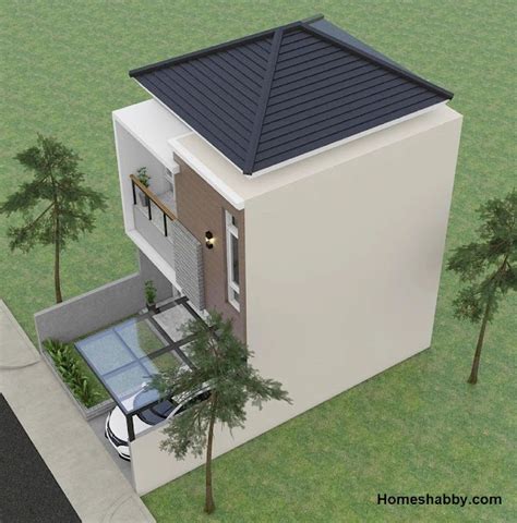 Desain Rumah 2 Lantai Ukuran 6x10 Sentuhan Batu Alam Yang Tampil