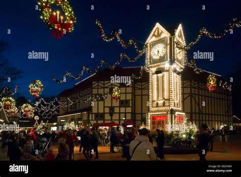 USA Williamsburg VA Busch Gardens Theme park in winter Christmas season ...