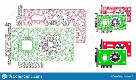 Grafikkarten Vector Mesh Carcass Model Und Dreieck Mosaik Icon Vektor