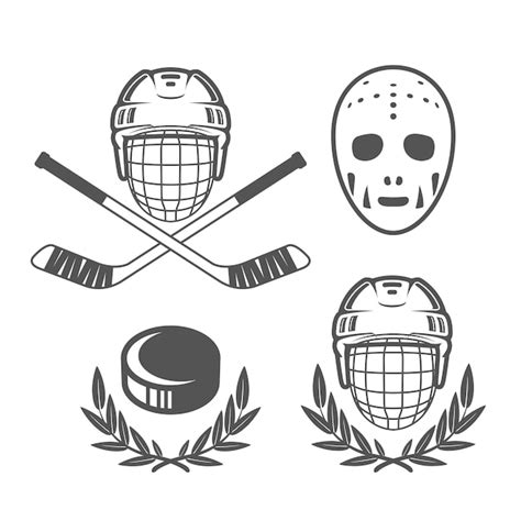 Premium Vector | Ice hockey insignias hockey helmet and retro ...