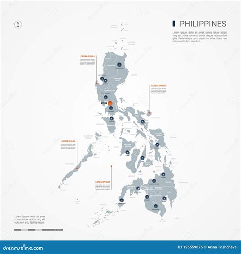 Philippines Infographic Map Vector Illustration Stock Vector