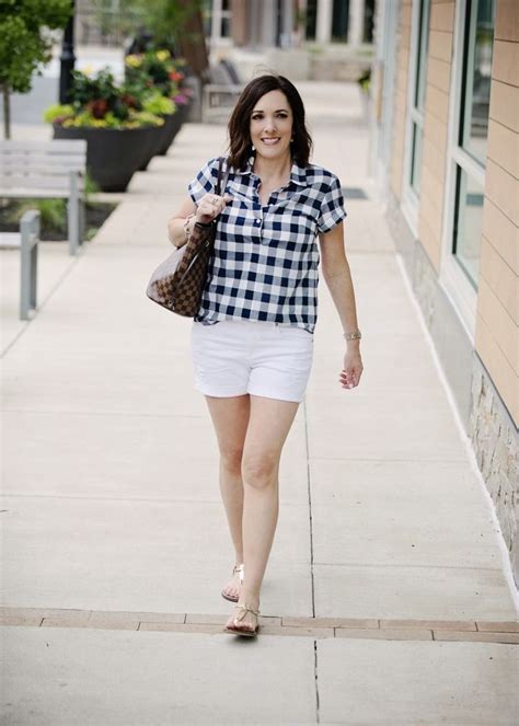 Jo Lynne Shane Wearing A Casual Summer Shorts Outfit With A Gingham