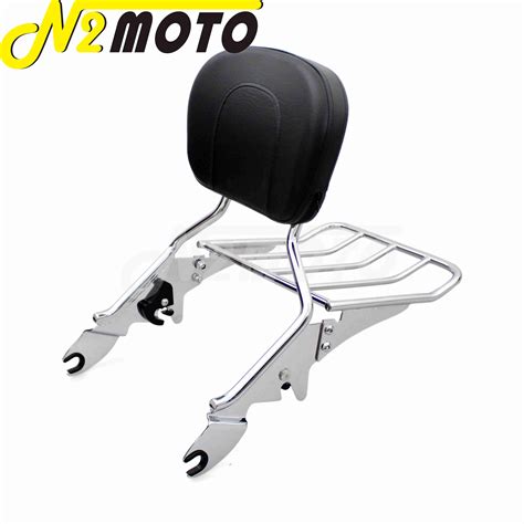 Motorcycle Chrome Sissy Bar Backrest Detachable Luggage Rack Holder For