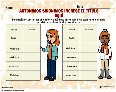 Personalice Hojas De Trabajo De Sinónimos Y Antónimos Imprimibles De Forma Gratuita