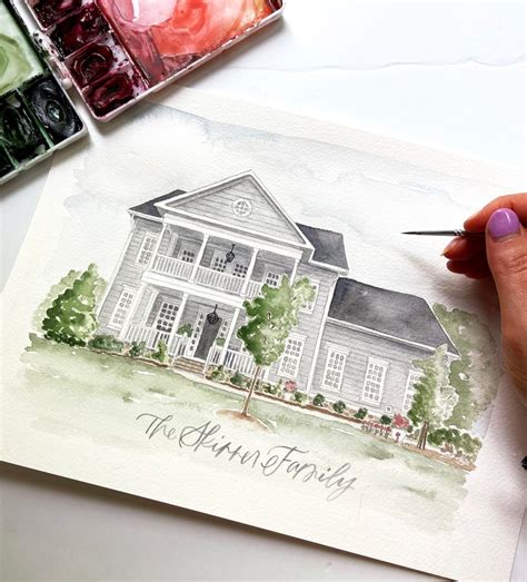 Custom Watercolor House Portrait X Personalized Housewarming Gift