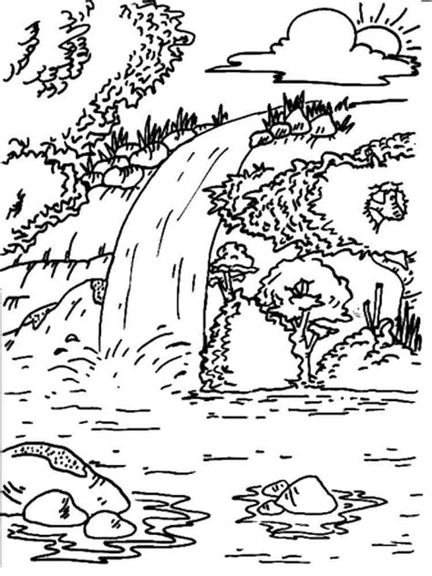 Waterfall Coloring Page Coloring Page Online Coloring Home The Best