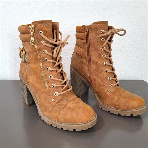 G By Guess Shoes Gbg Guess Tan Microsuede Combat Boots Sz 75 Poshmark