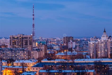 Aerial View of Evening Voronezh Downtown. Voronezh Cityscape at ...