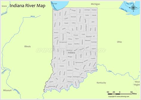 Indiana River Map - Check list of Rivers, Lakes and Water Resources of ...