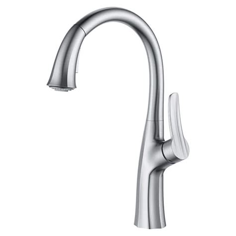 Homlux Single Handle Pull Down Sprayer Kitchen Faucet With High Arc Spout In Brushed Nickel