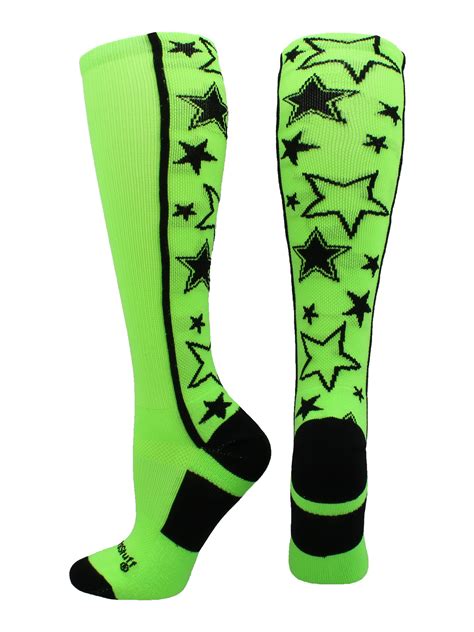 Madsportsstuff Crazy Socks With Stars Over The Calf Socks Neon Green