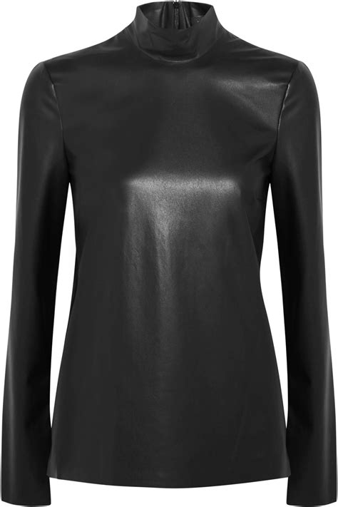 Joseph Vienna Faux Leather Turtleneck Top In Black Lyst