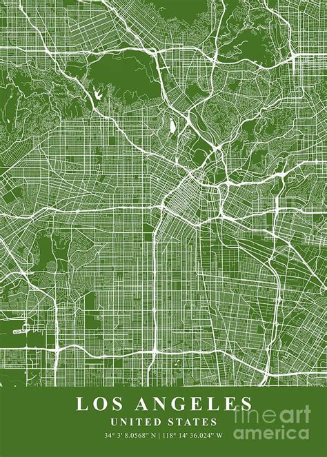 Los Angeles United States Moss Plane Map Photograph By Tien Stencil