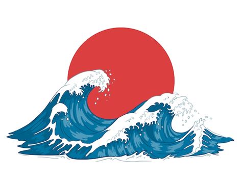 Premium Vector Japanese Wave Japanese Big Waves Raging Ocean And