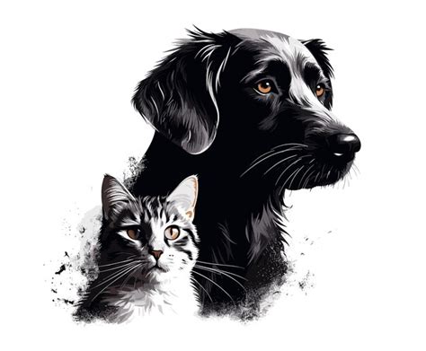 Una Ilustración De Perro Y Gato Vector Premium