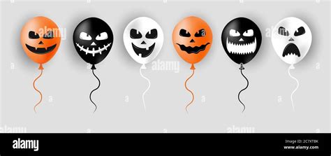 Halloween Balloons Scary Air Orange Black And White Balloons Creepy