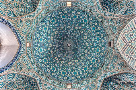 Ceiling Of Jame Mosque Of Yazd Iran Interior Of The Dome Flickr