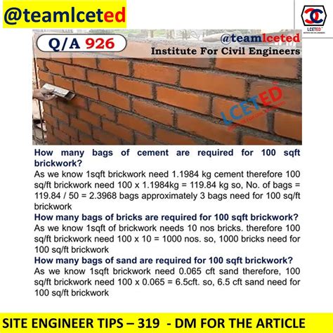 How Much Cement Sand And Bricks Are Needed For Square Foot Of