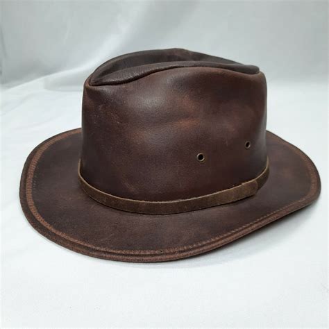 Vintage Henschel Brown Leather Western Cowboy Hat Siz Gem