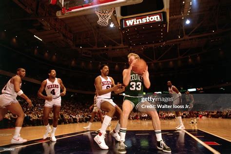 Larry Bird#33 of the Boston Celtics grabs a rebound in 1986 against... News Photo - Getty Images