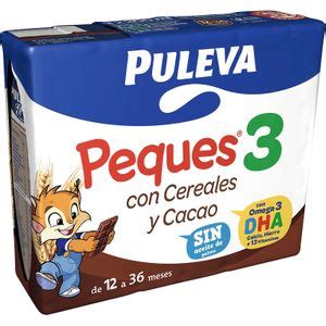 PULEVA Preparado Lácteo Peques 3 con Cereales y Cacao Brik 200ml Pack 3