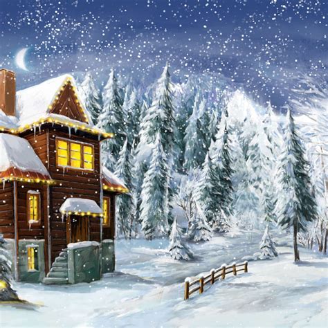 Christmas Cottage Wall Art | Painting