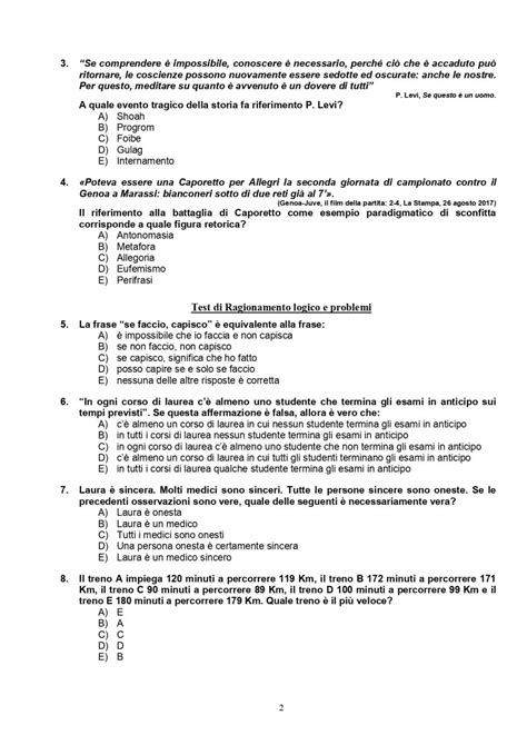 Soluzioni Test Professioni Sanitarie Domande Di Cultura Generale