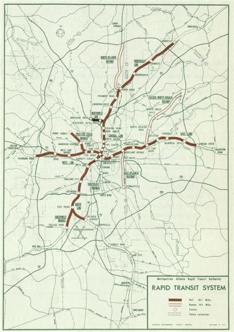 Map of the original MARTA rail/busway system approved by voters in