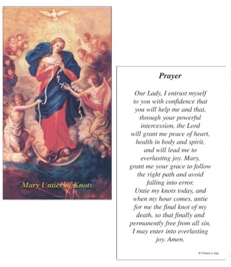 Mary Untier Of Knots Paper Prayer Card Pack Of 100