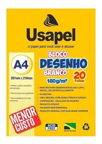 Bloco Desenho Sem Margem Usapel A Folhas Branco Novo Mercadolivre