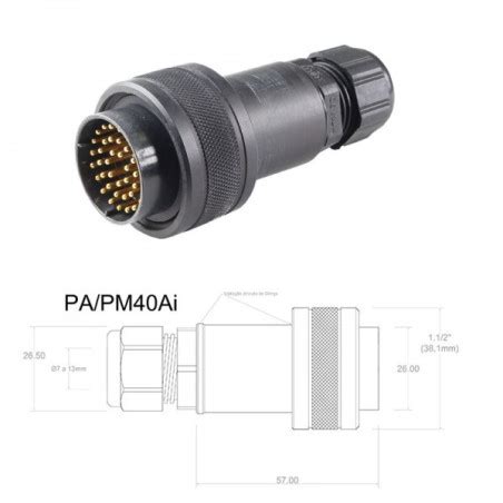 Conector P Cabo PA PM40Ai 40 Contatos Macho IP67