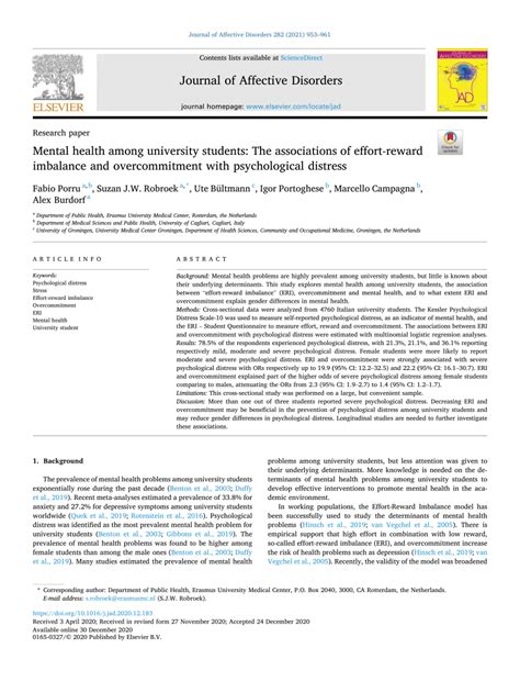 Pdf Mental Health Among University Students The Associations Of