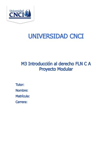 Proyecto Modular Universidad Cnci M Introducci N Al Derecho Fln C A