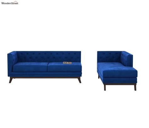 Buy Berlin L Shape Right Aligned Corner Sofa Velvet Indigo Blue