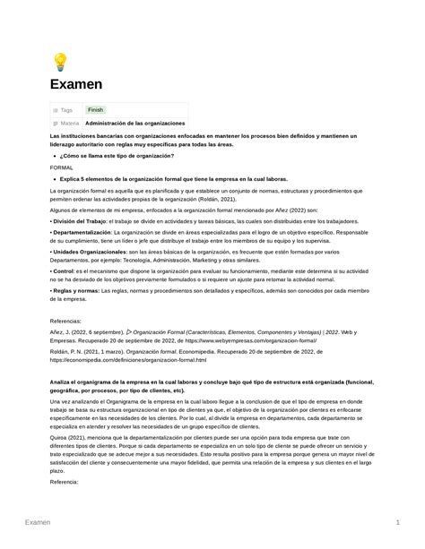 Administraci N De La Organizaci N Examen Semana Utel Maestria