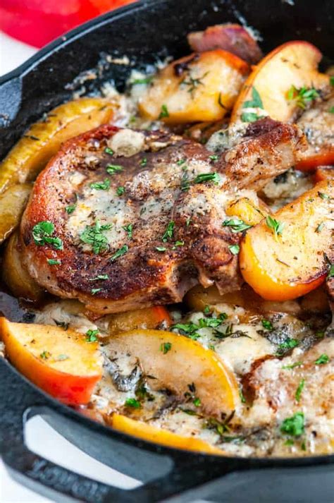 Skillet Blue Cheese Pork Chops With Apples And Pears Aberdeen S Kitchen