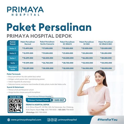 Paket Persalinan Sc Bsc Kelas Primaya Hospital Depok Primaya