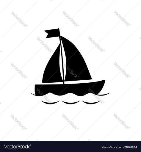 Black yacht boat icon isolated on white background