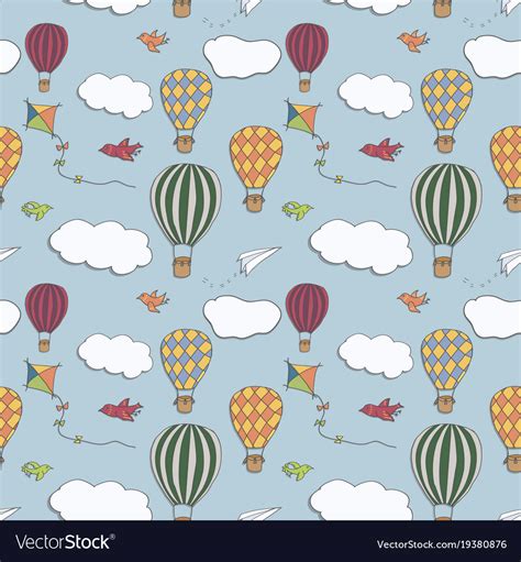 Hot Air Balloons Seamless Pattern Royalty Free Vector Image