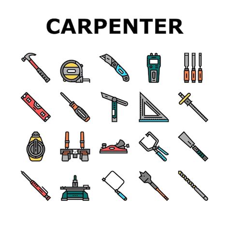 Conjunto De Cones De Ferramentas E Acess Rios De Carpinteiro Vetor