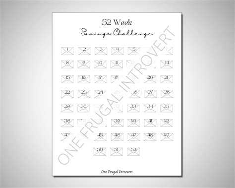 52 Week Savings Challenge Printable Digital Download Savings Etsy